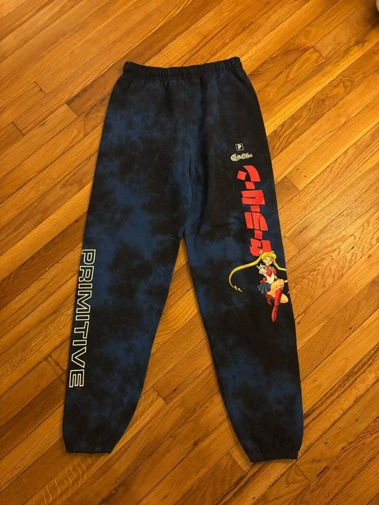 Primitive Unisex Navy Black Tie-Dye Sailor Moon Graphic Sweatpants - Picture 1 of 5